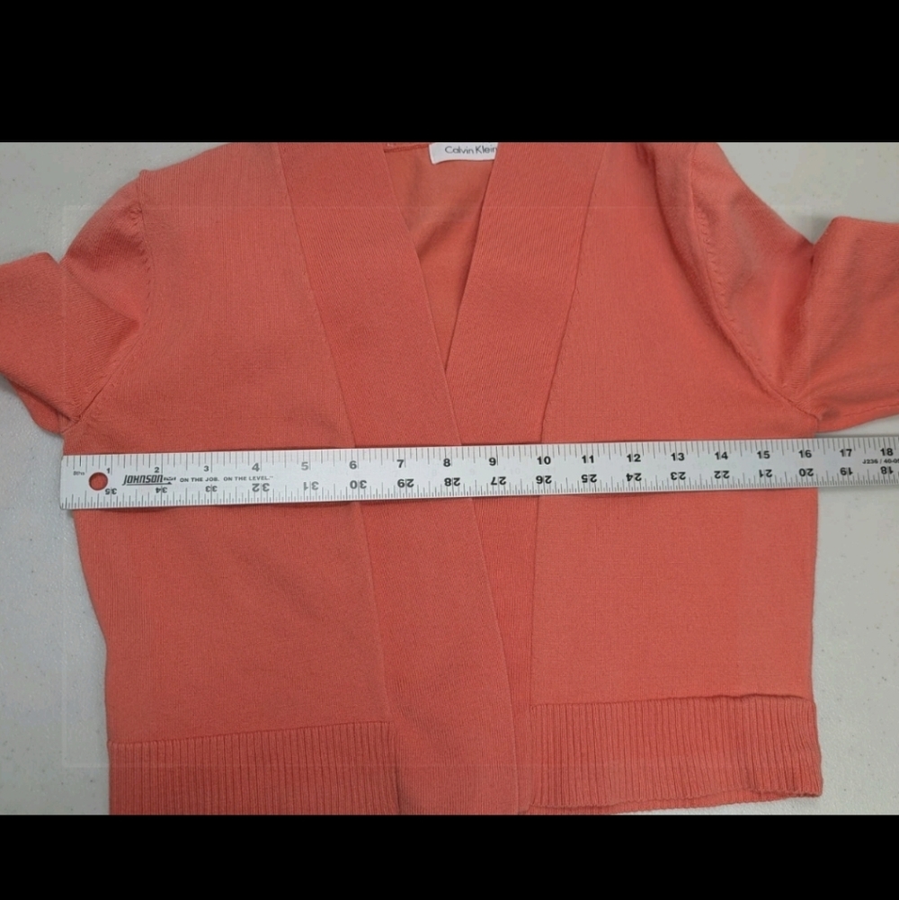 Calvin Klein Shrug Cardigan Sweater XS Orange 90s Y2K Grunge Cropped #7 - Picture 5 of 7